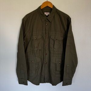WALLACE & BARNES MILITARY CHORE OVERSHIRT SZ XL Olive Heavyweight Safari